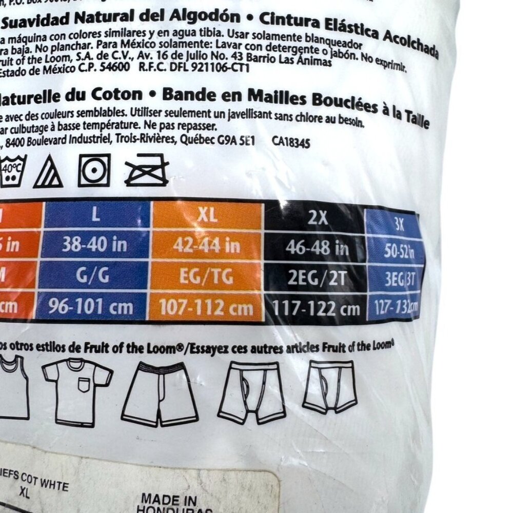 Vintage 2005 Fruit of the Loom Briefs 8-Bonus Pack XL 42-44 Mens White Underwear - Picture 8 of 8